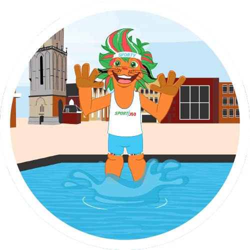 Sport050_Sticker 1-Niveau A Blauw- In het water gaan